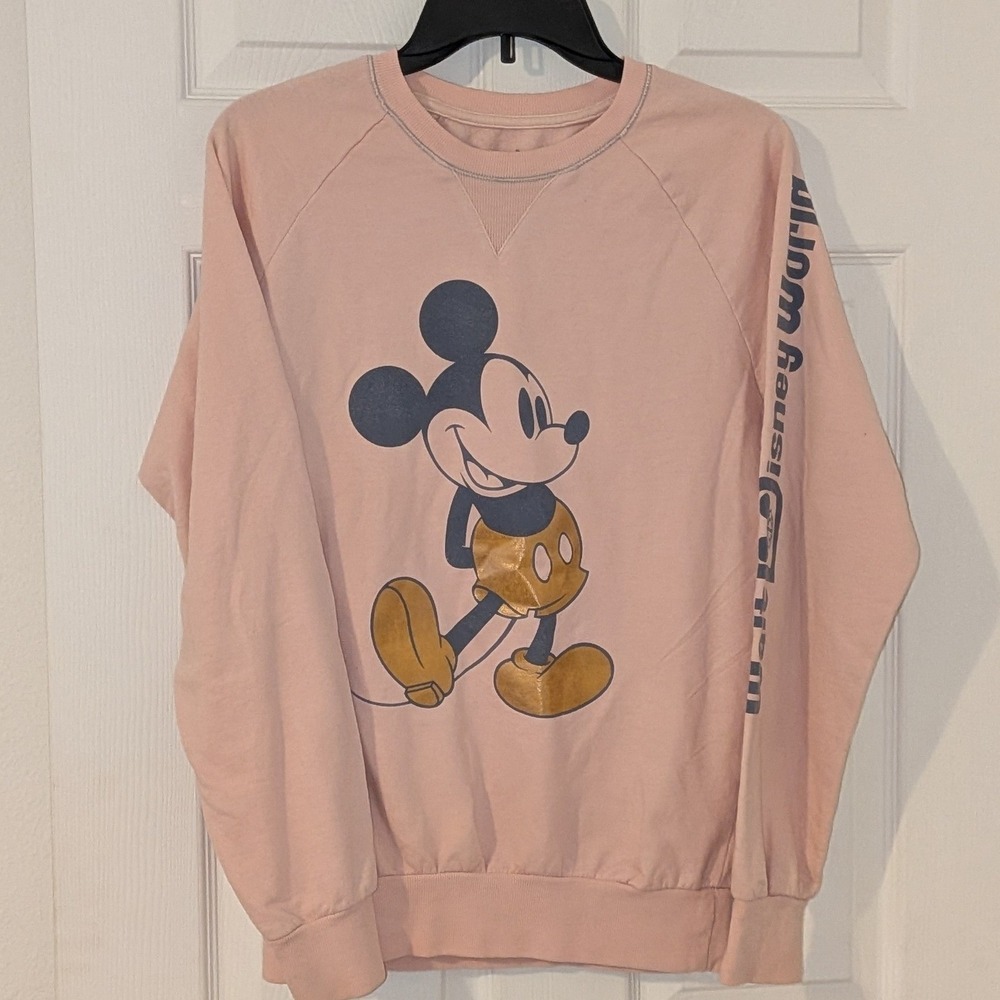Disney Parks Mickey Mouse Walt Disney World Pink Gold Foil Sweatshirt Small